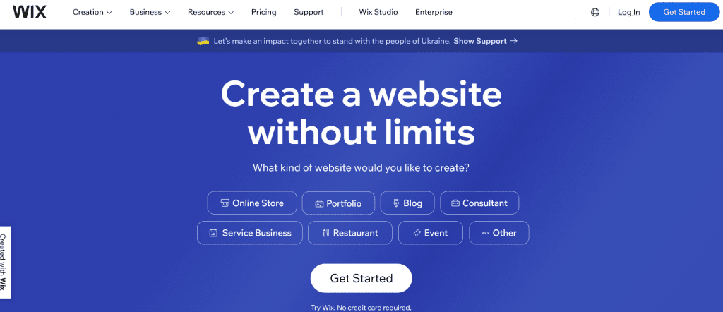 create a website with wix